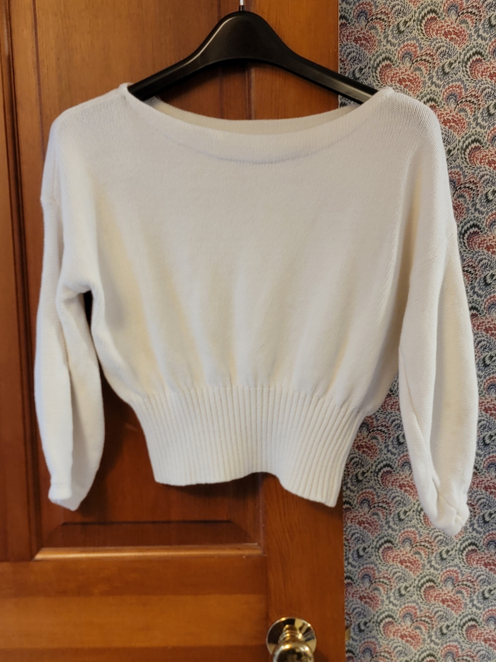 Anthropologie Knitted & Knotted Off-white Puff Sleeve Corset Waist Sweater S